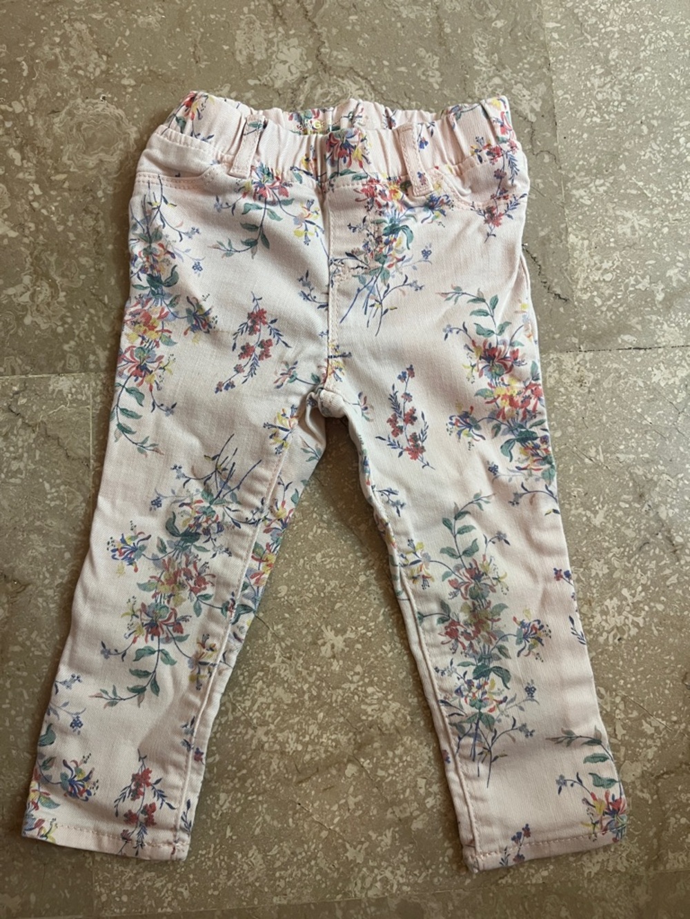 Baby Gap Floral Print Pink jeggings with Elastic Waist
